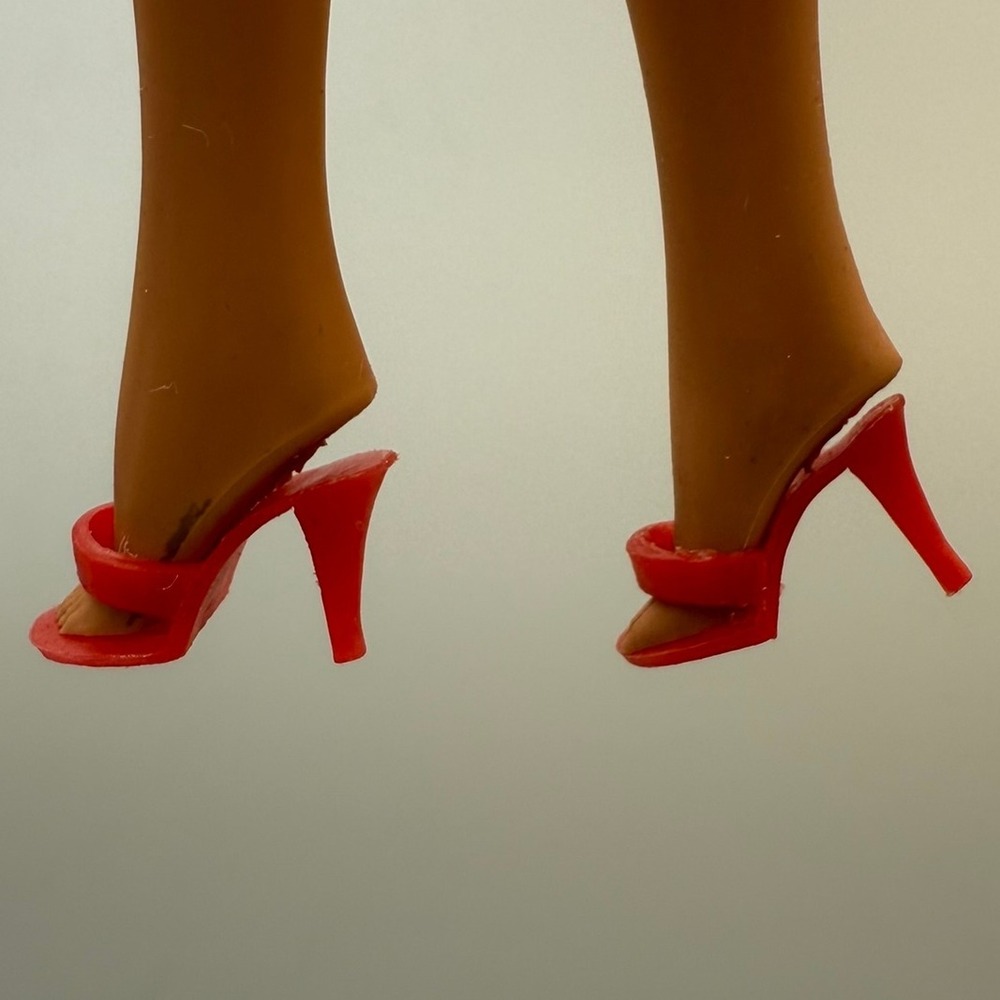 Vintage Barbie Clone‎ Red Opened Toe Heels – Hong Kong Marked – 1960s Style